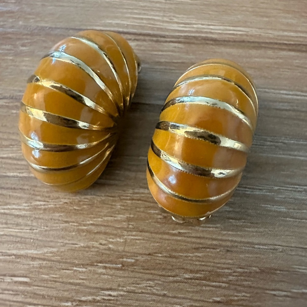 Vintage D’Orlan Half Shell Clip On Earrings